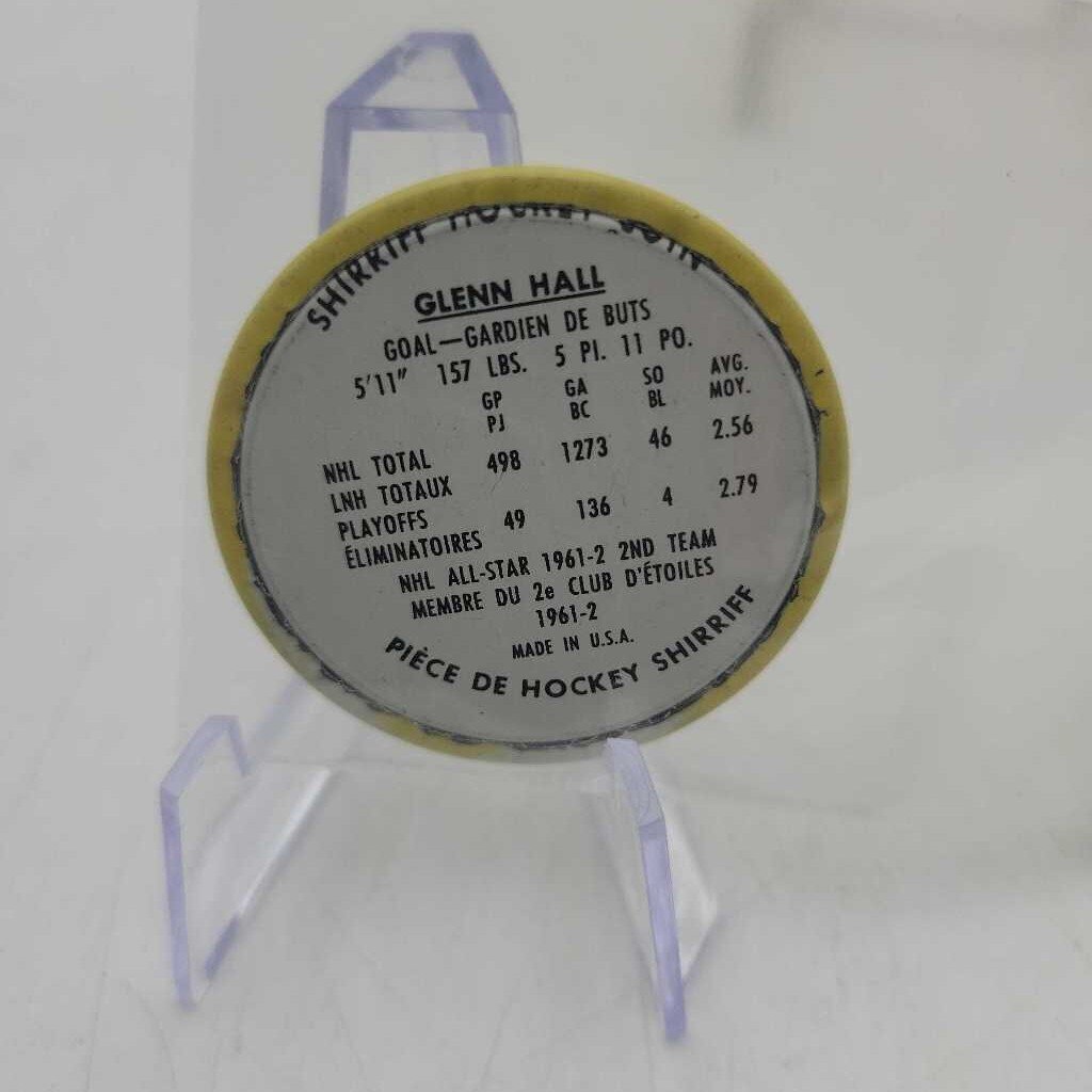 61 62 Shirriff Hockey coin Glenn Hall Allstar(JAS)
