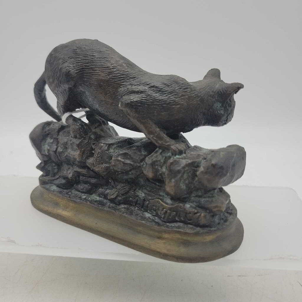 Signed Bronze Cat on Garden Wall, Jules Moigniez, (b.1835-d.1894) #2839