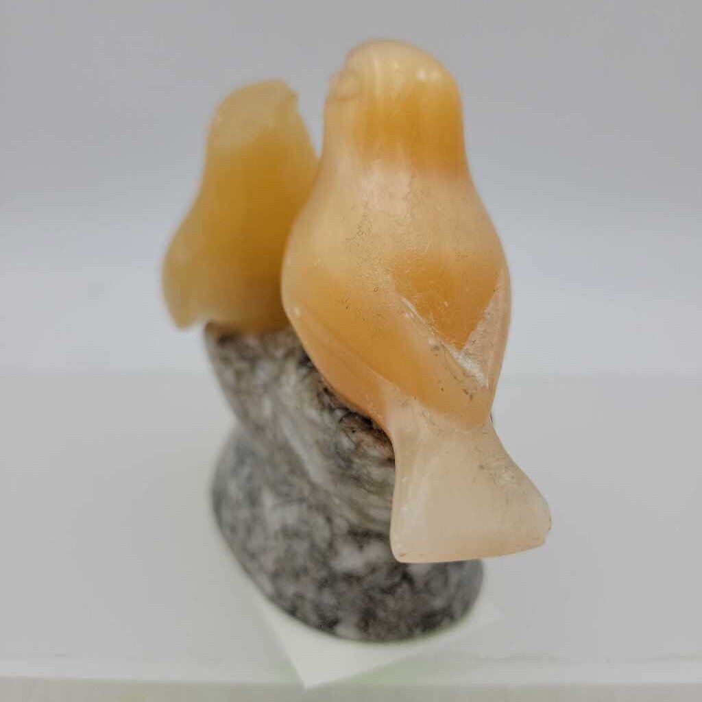 Vintage Russian USSR Love Birds Selenite Spar Gypsum (JAS)