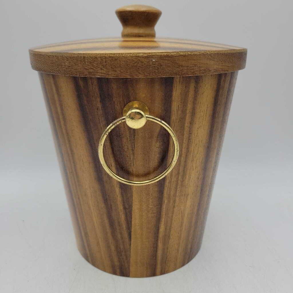MCM Ice Bucket -Wooden grain with tongs (JAS)
