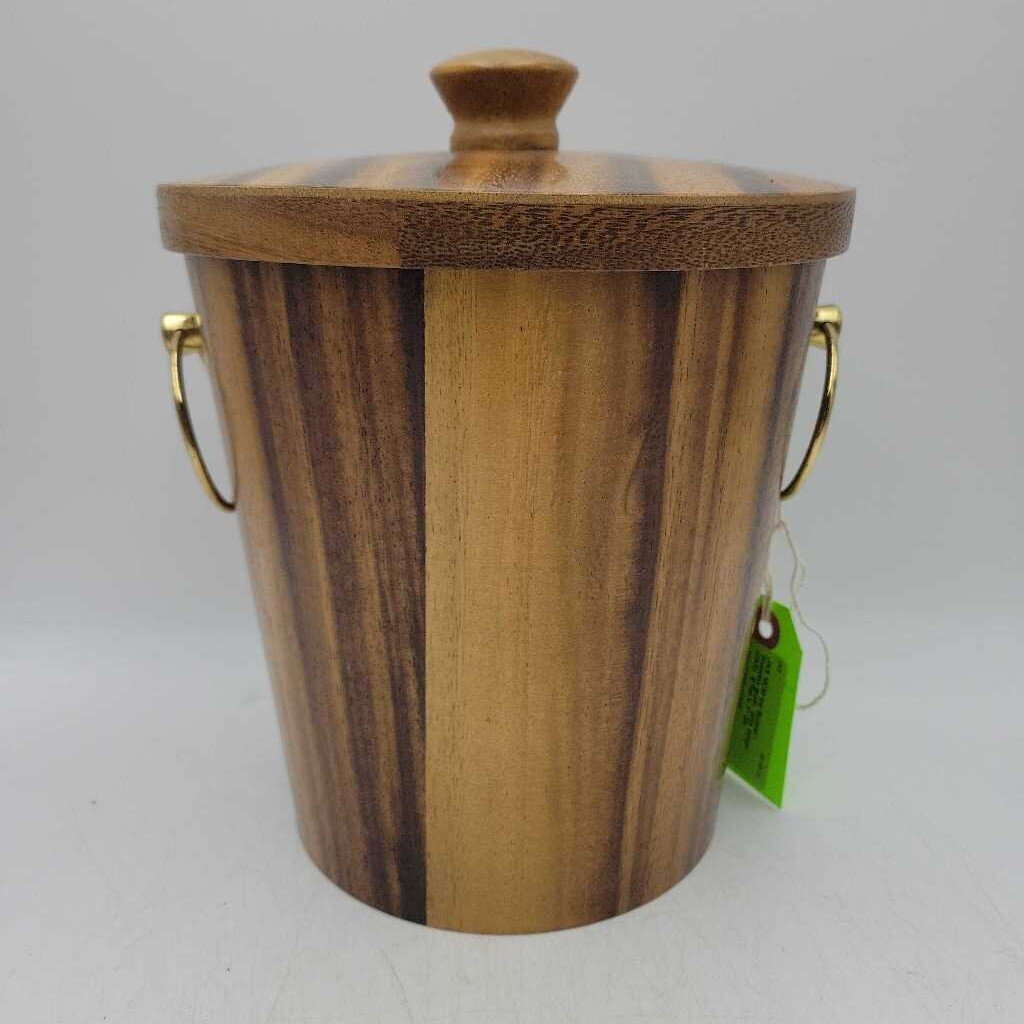 MCM Ice Bucket -Wooden grain with tongs (JAS)