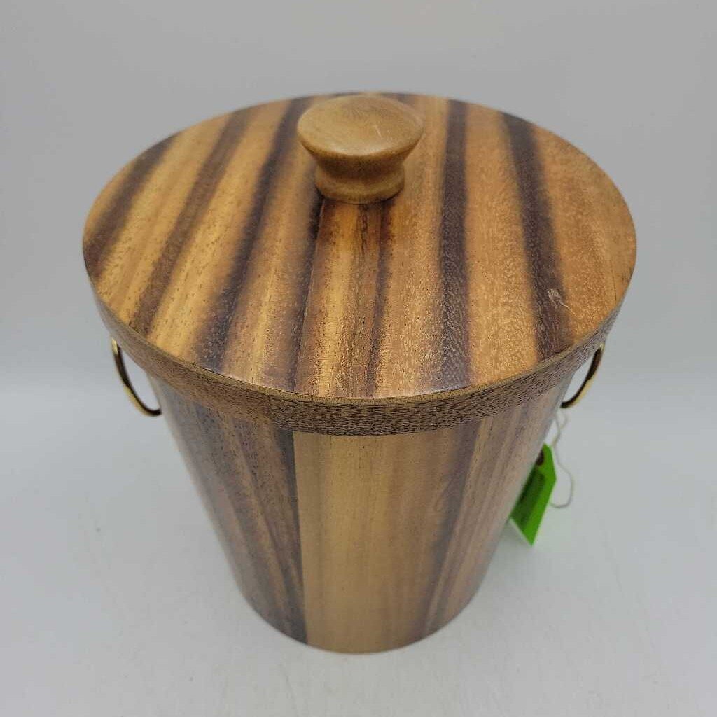MCM Ice Bucket -Wooden grain with tongs (JAS)