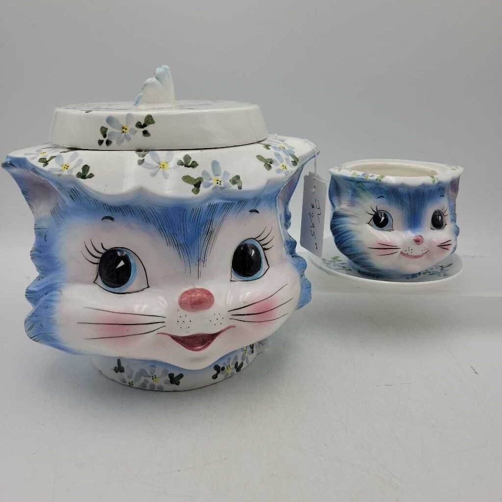 Lefton Ware "Miss Priss" Cookie Jar with Lid & Jam Jar no lid (3pcs) (JL)