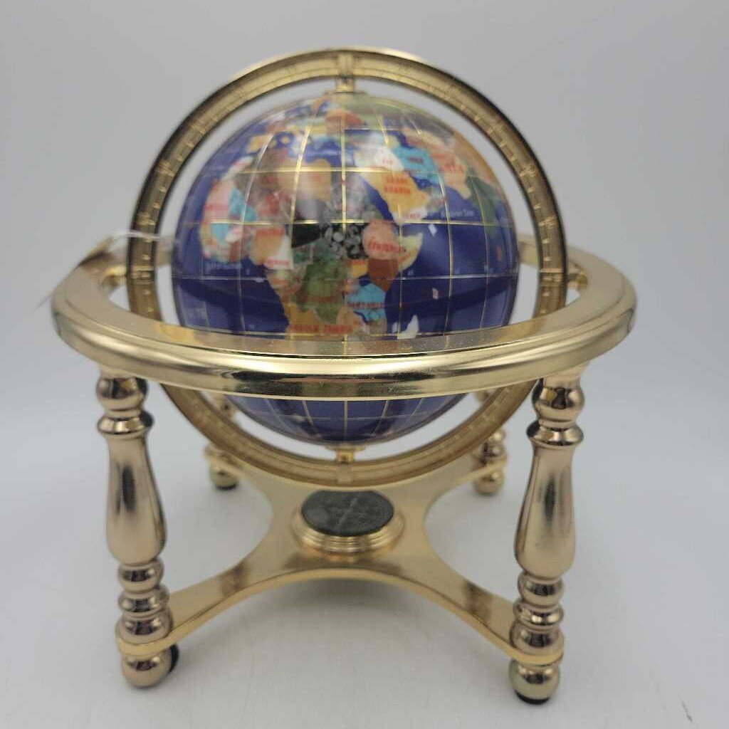 Brass & Navy Enamel world Globe (JL)