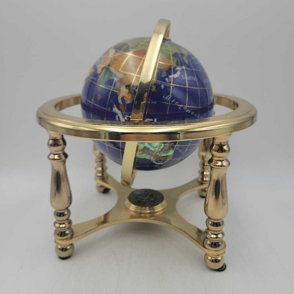 Brass & Navy Enamel world Globe (JL)