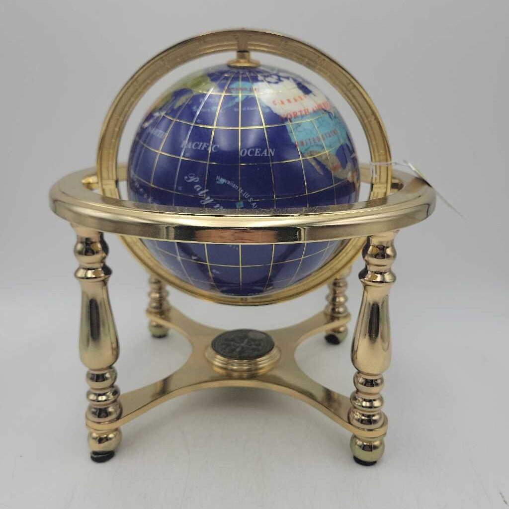 Brass & Navy Enamel world Globe (JL)