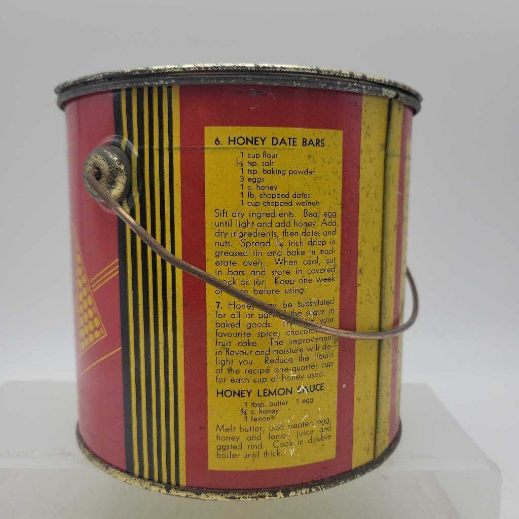 Pure Honey Tin Pail (DR) Geo H Eastman & Son Mille Roches Ont