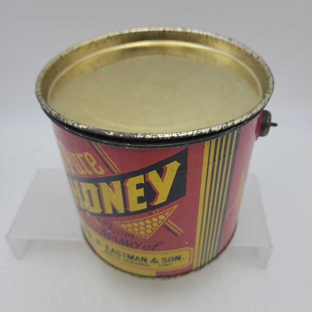 Pure Honey Tin Pail (DR) Geo H Eastman & Son Mille Roches Ont