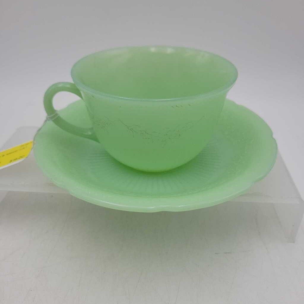 Jadeite cup & saucer (JL)