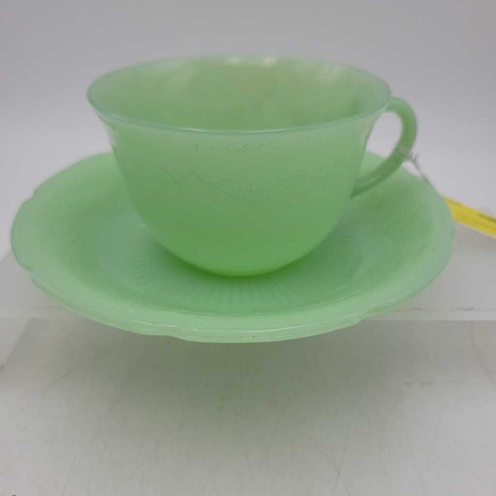 Jadeite cup & saucer (JL)