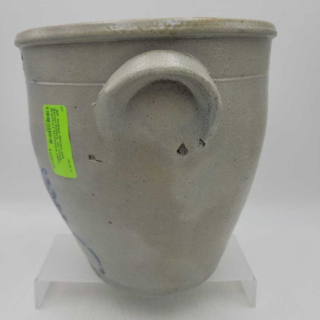 Antique Morton and Bennet Pottery Jar Crock Brantford Stoneware (JEF) Tornado decoration