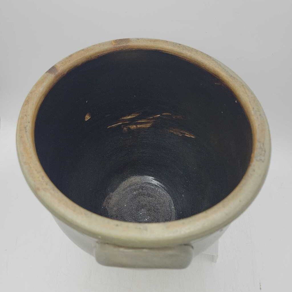Antique Morton and Bennet Pottery Jar Crock Brantford Stoneware (JEF) Tornado decoration