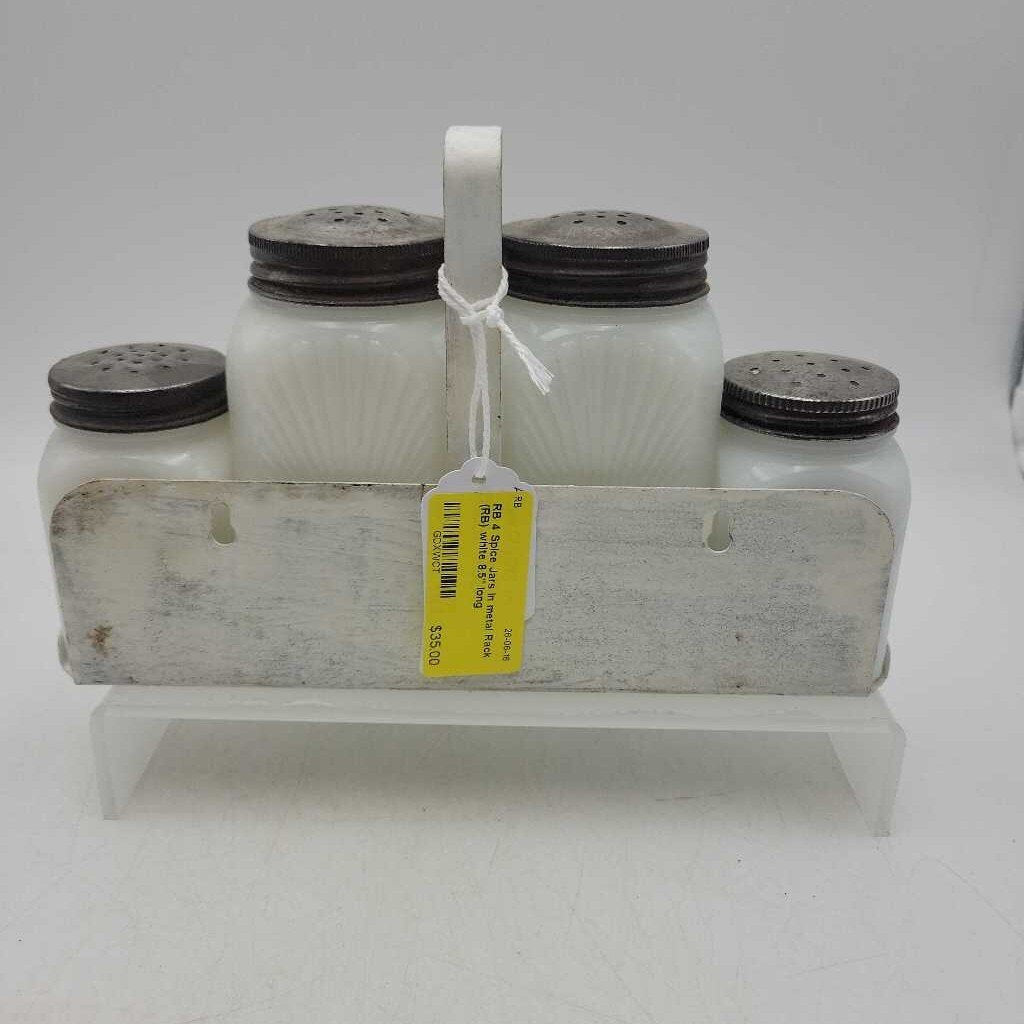4 Spice Jars In metal Rack (RB)