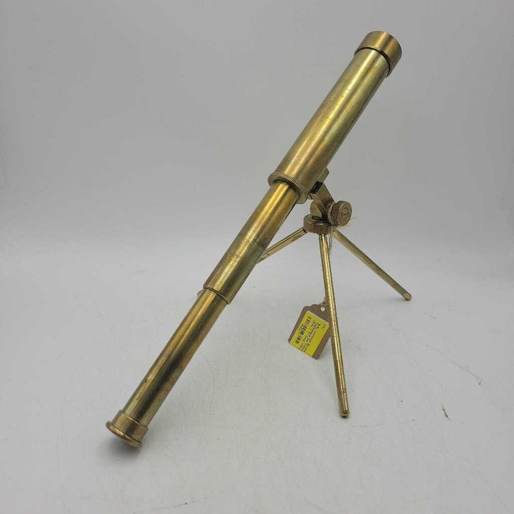 Vintage Brass Tabletop Telescope on Tripod Stand (SAL)