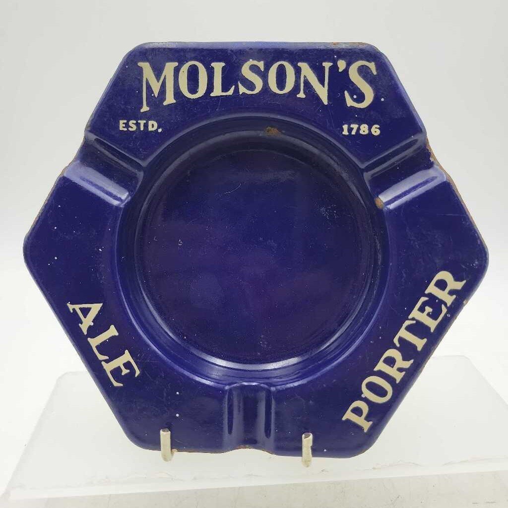 Vintage "Molson's" Ale/Porter Blue Enamel Ashtray (JL)
