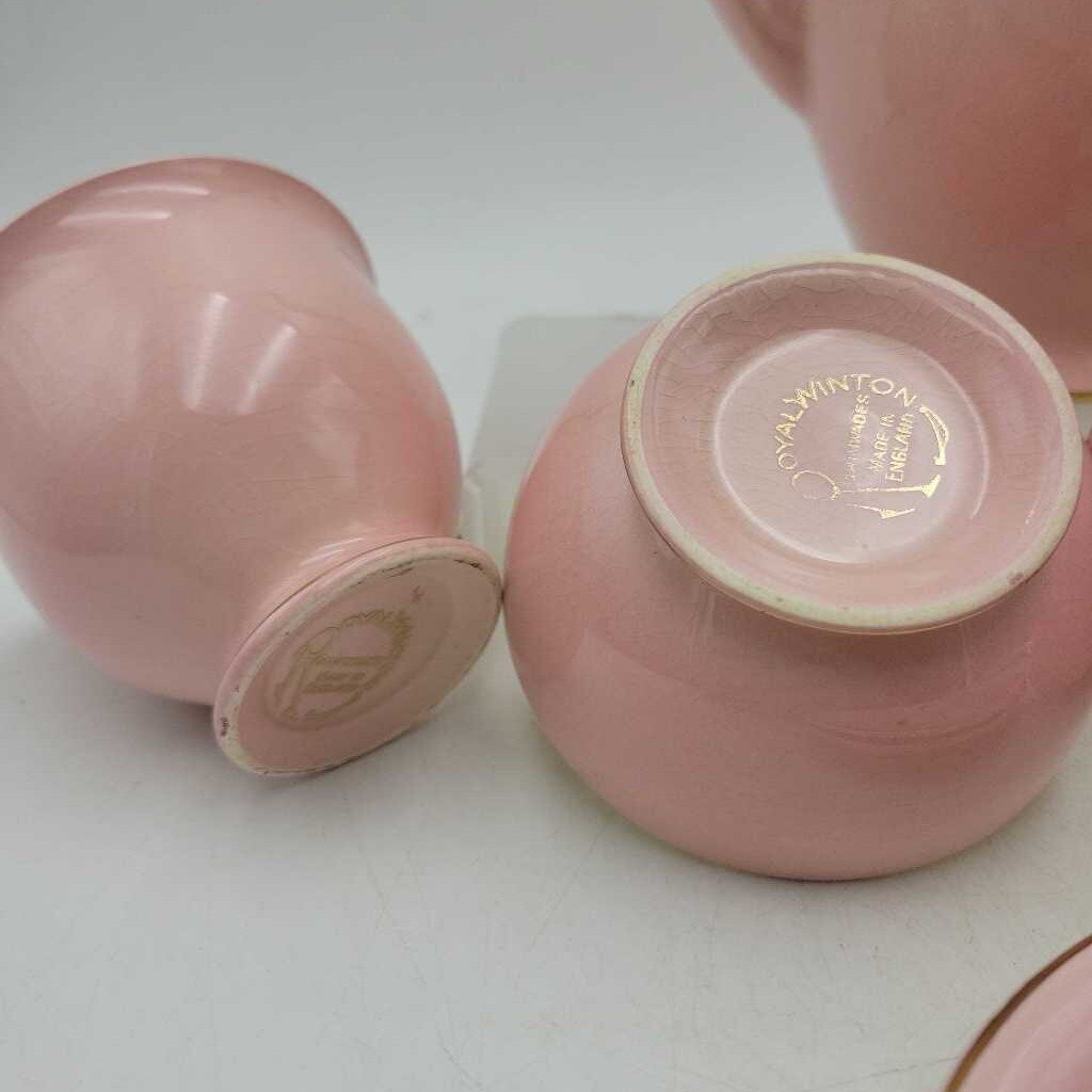 Royal Winton Grimwades Tiger Lily 8 pcs Tea Pot Cream and Sugar 2 Cup saucers (DEB)