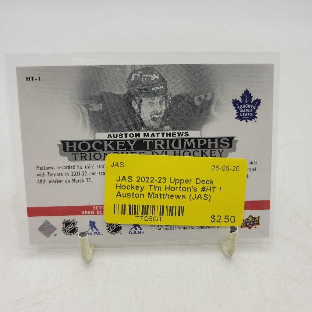 2022-23 Upper Deck Hockey Tim Horton's #HT ! Auston Matthews (JAS)