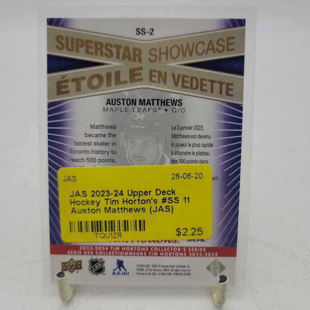 2023-24 Upper Deck Hockey Tim Horton's #SS 11 Auston Matthews (JAS)