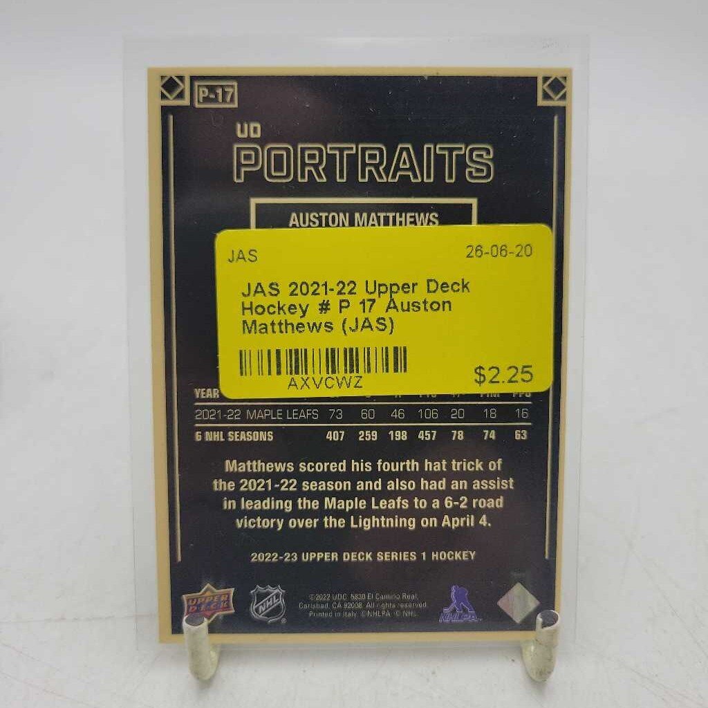 2021-22 Upper Deck Hockey # P 17 Auston Matthews (JAS)