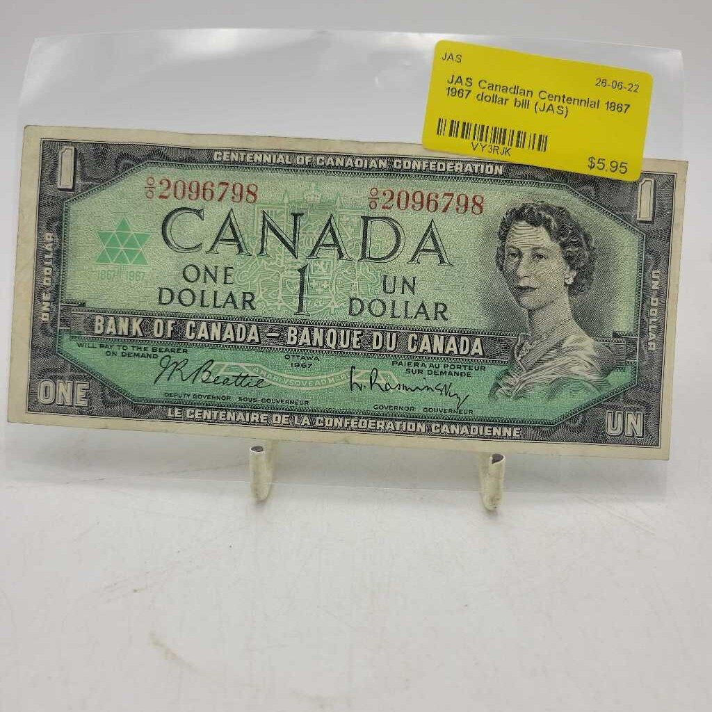 Canadian Centennial 1867 1967 dollar bill (JAS)