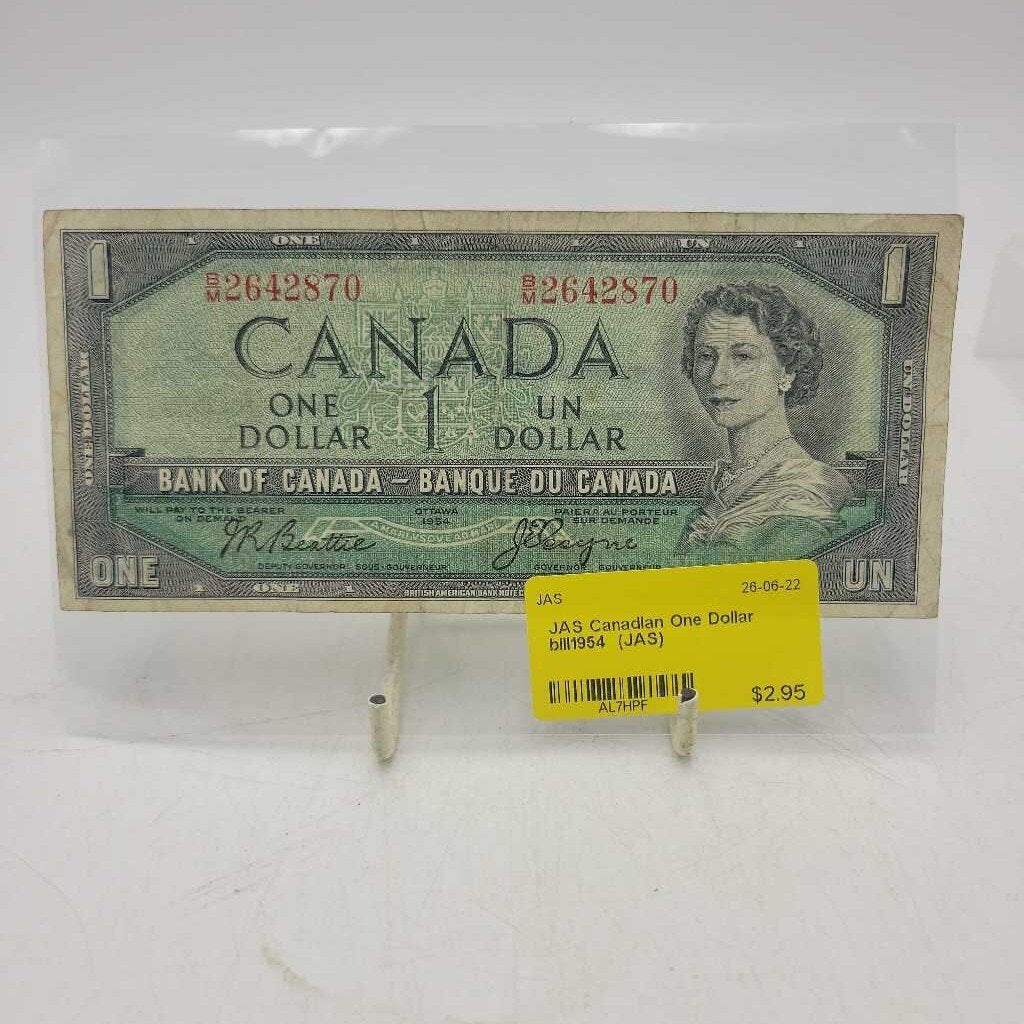 Canadian One Dollar bill1954 (JAS)