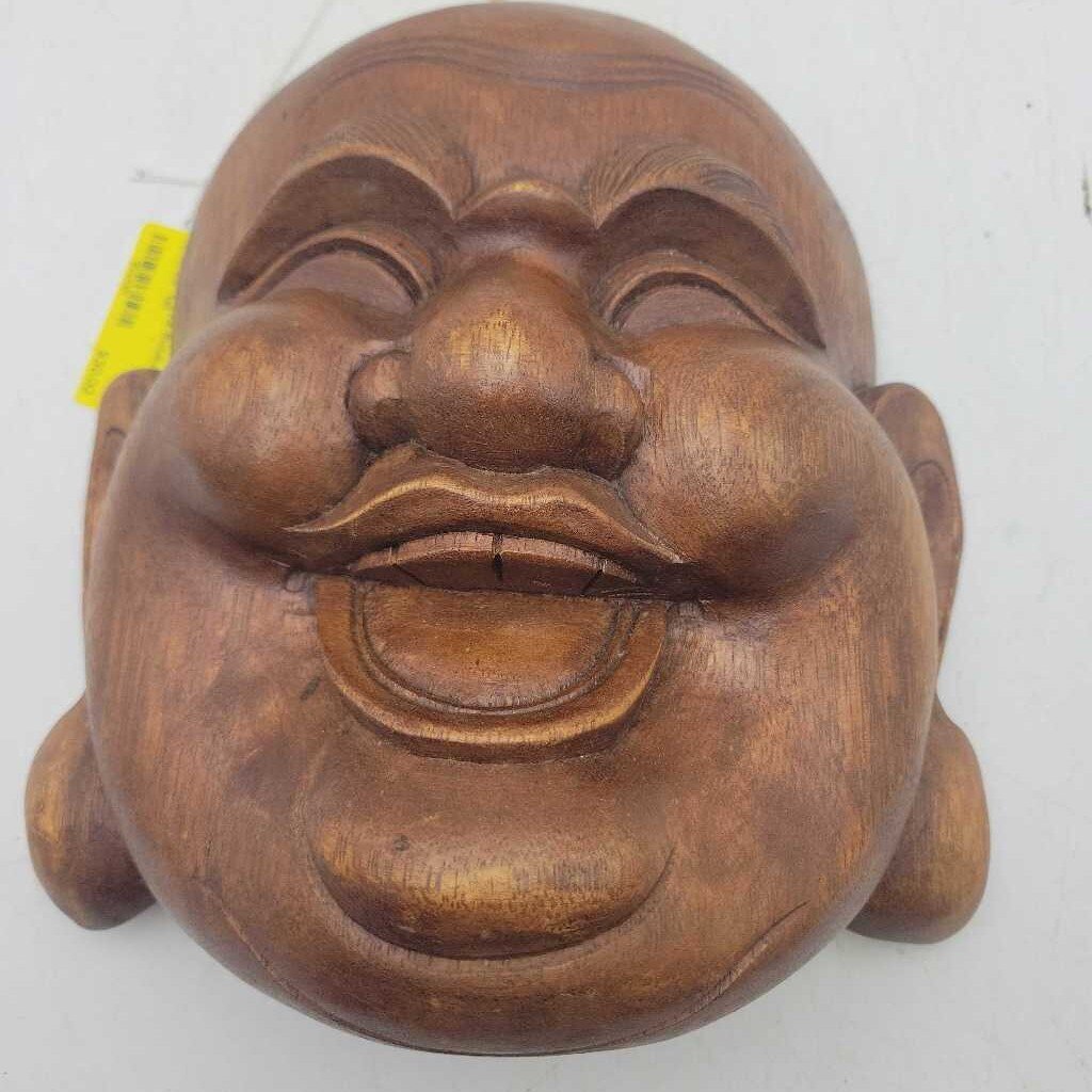 Wooden Happy Buddha Mask (BS)