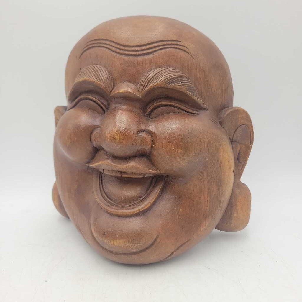Wooden Happy Buddha Mask (BS)