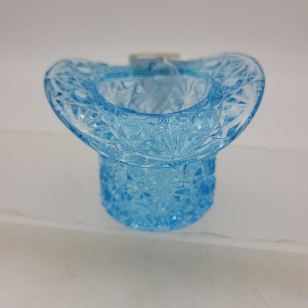 Clear Blue Glass Top Hat (JL)