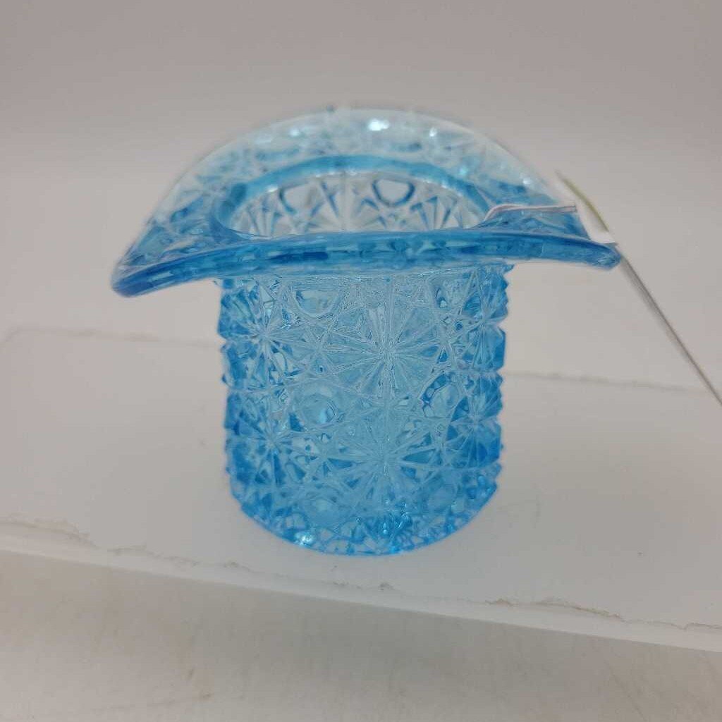 Clear Blue Glass Top Hat (JL)