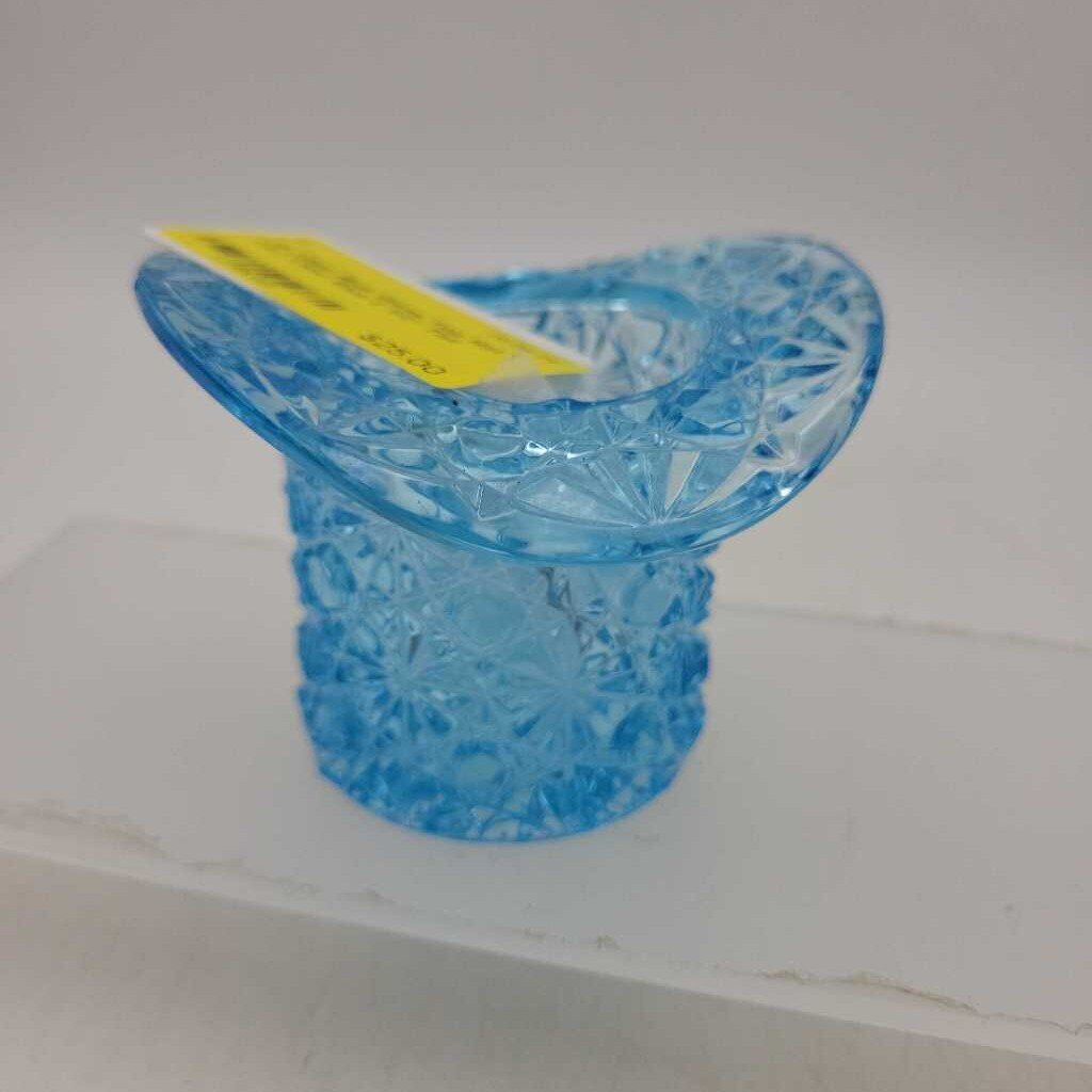 Clear Blue Glass Top Hat (JL)