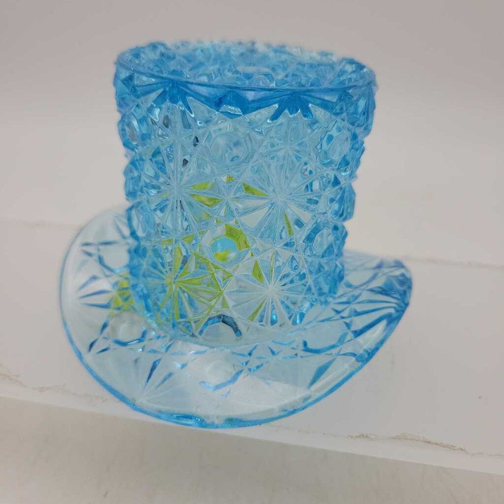 Clear Blue Glass Top Hat (JL)
