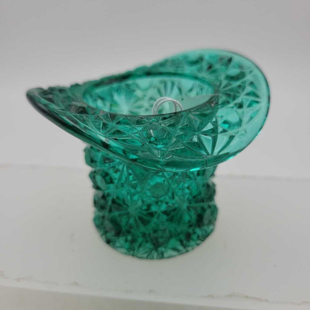Clear Turquoise Glass Top Hat (JL)