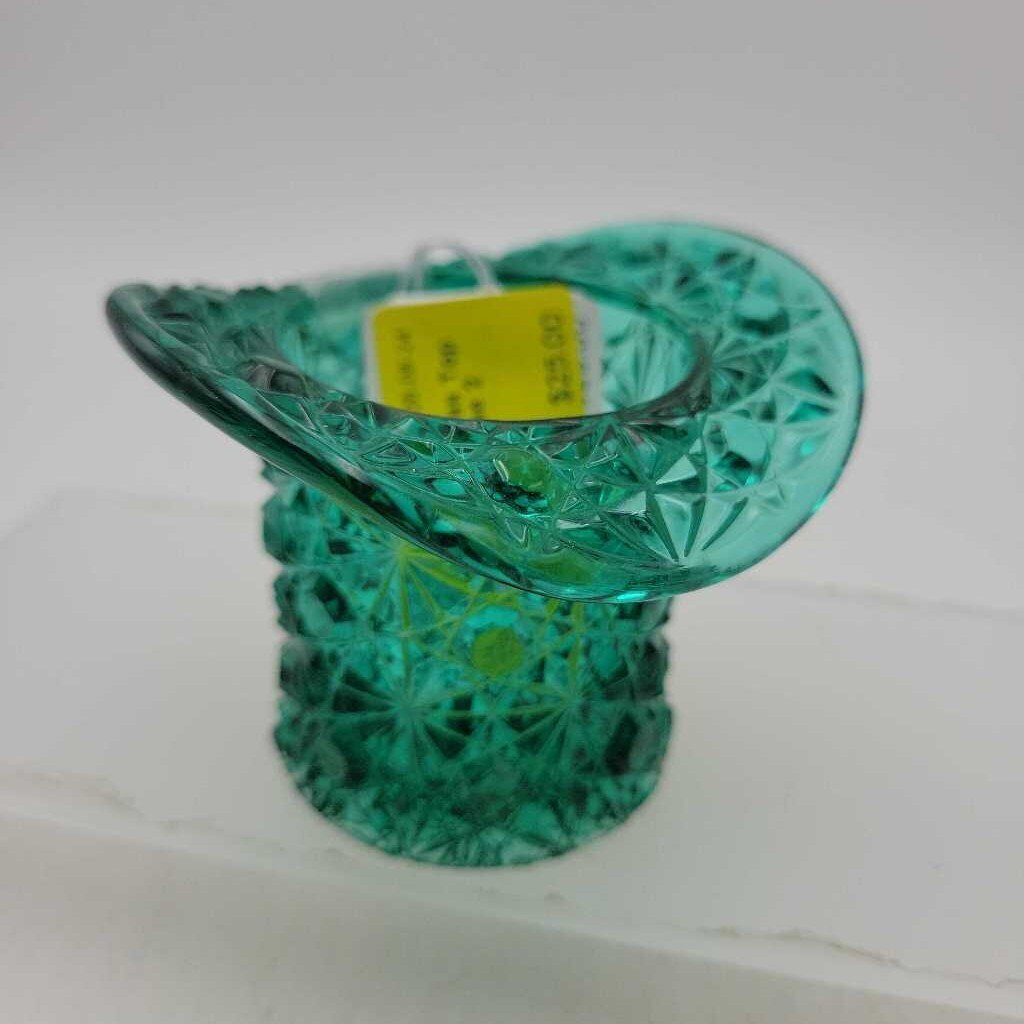 Clear Turquoise Glass Top Hat (JL)