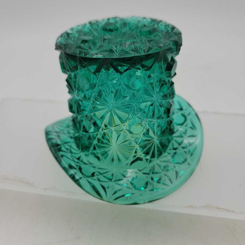 Clear Turquoise Glass Top Hat (JL)