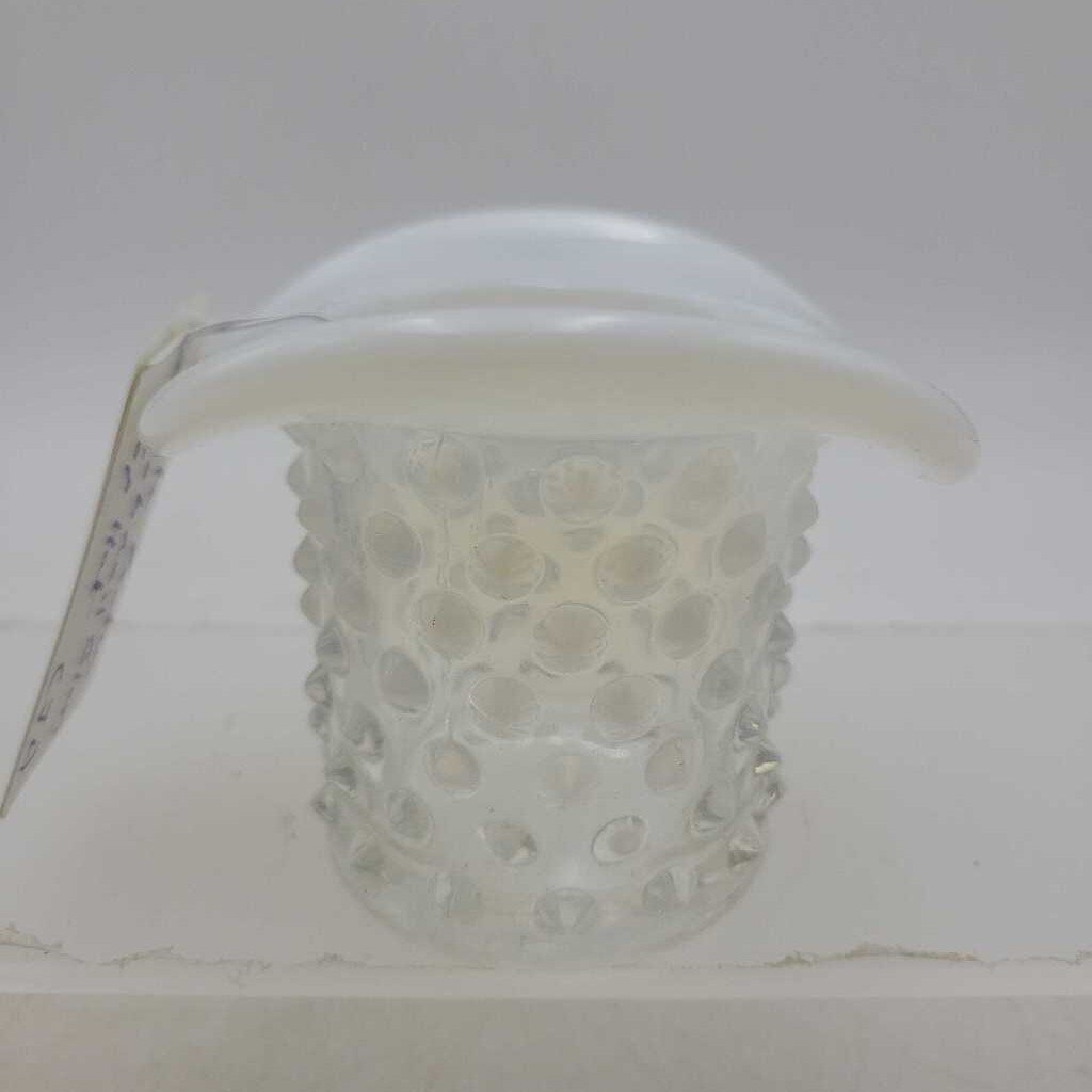 Clear Hobnail Moonstone Glass Top Hat (JL)