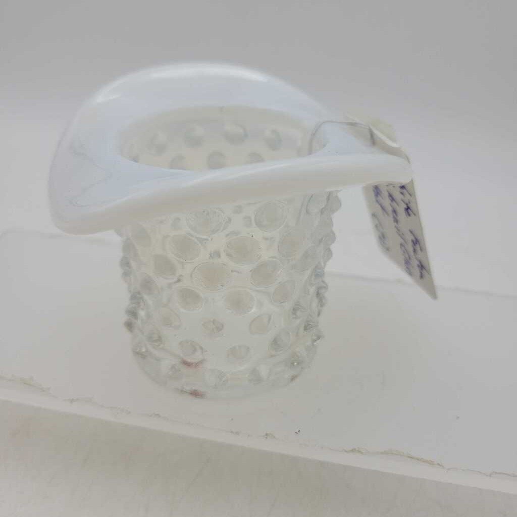 Clear Hobnail Moonstone Glass Top Hat (JL)