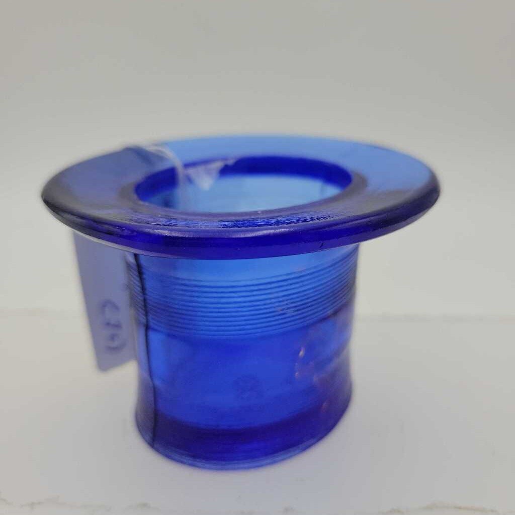 Clear Blue Striped Glass Top Hat (JL)