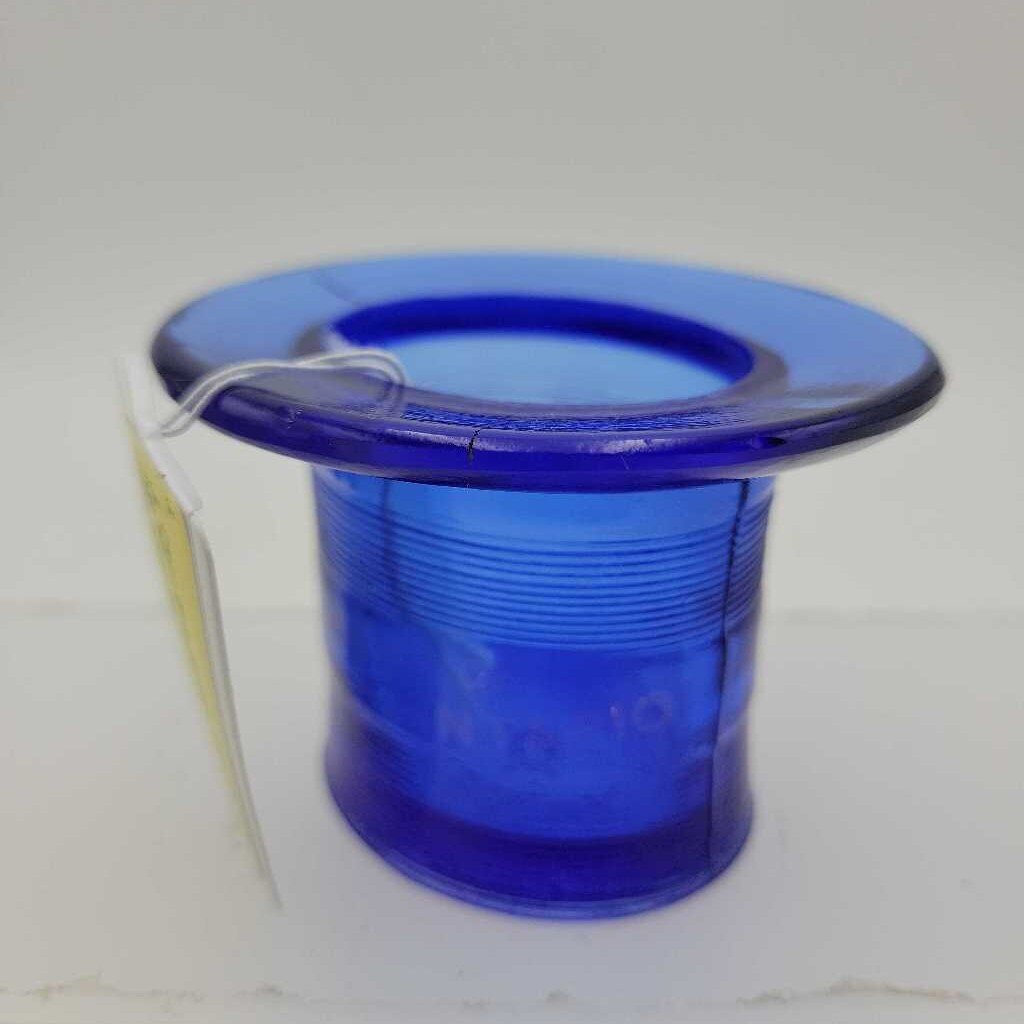 Clear Blue Striped Glass Top Hat (JL)