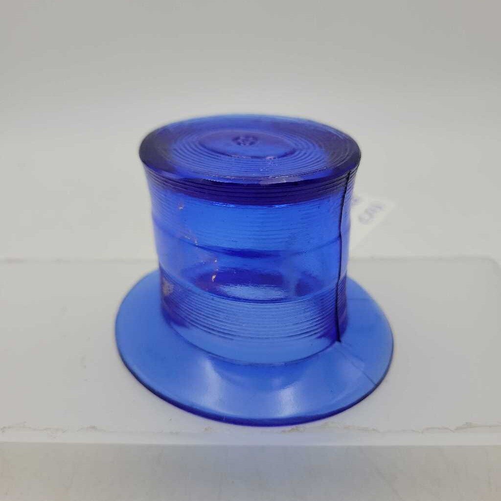 Clear Blue Striped Glass Top Hat (JL)
