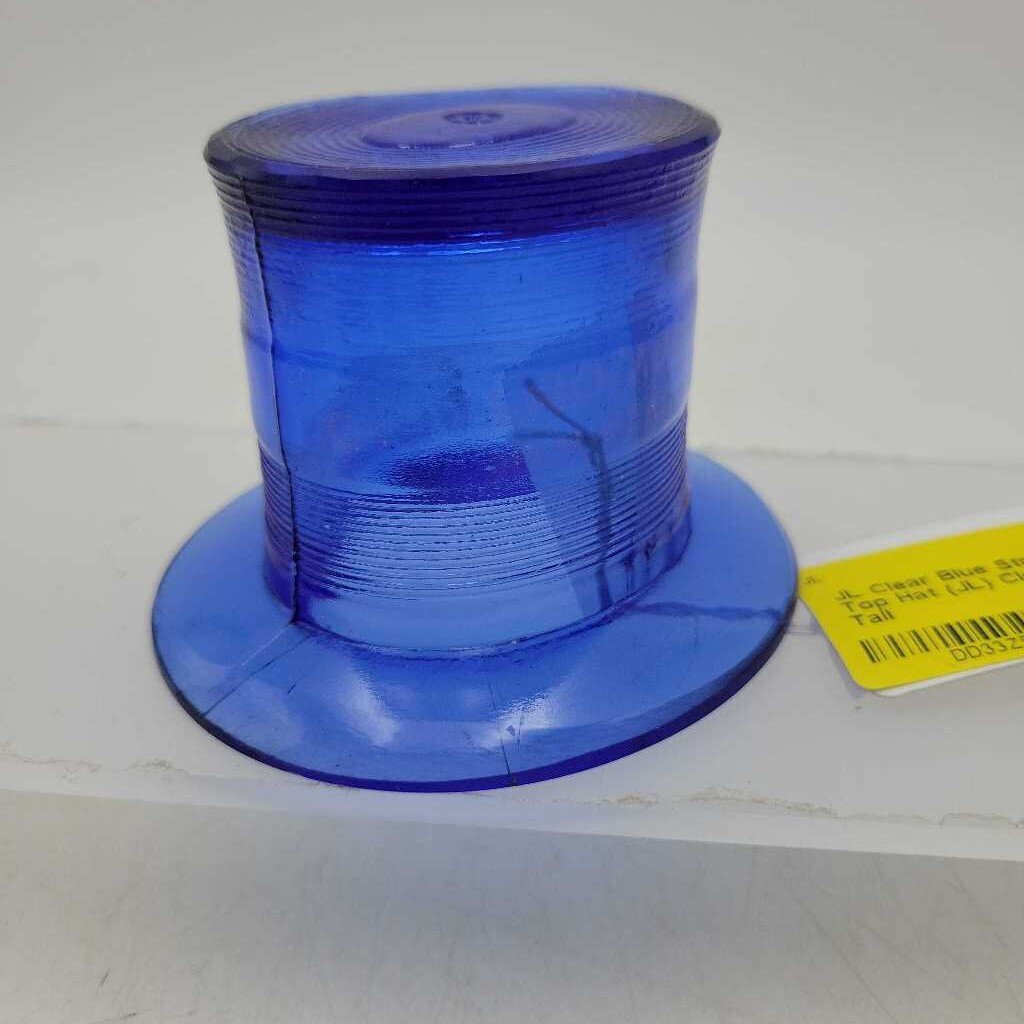 Clear Blue Striped Glass Top Hat (JL)
