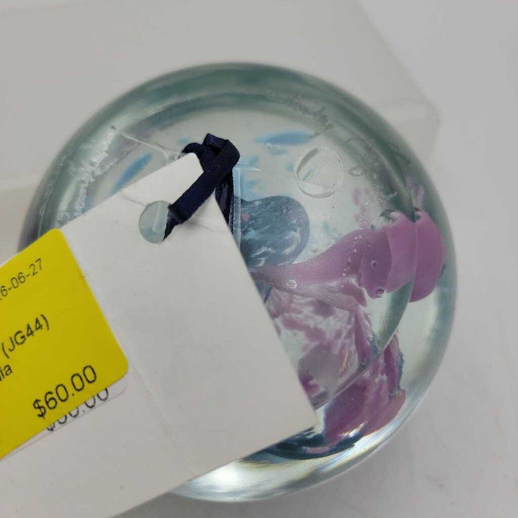 Blue & Pink Paperweight - Signed (JG44)