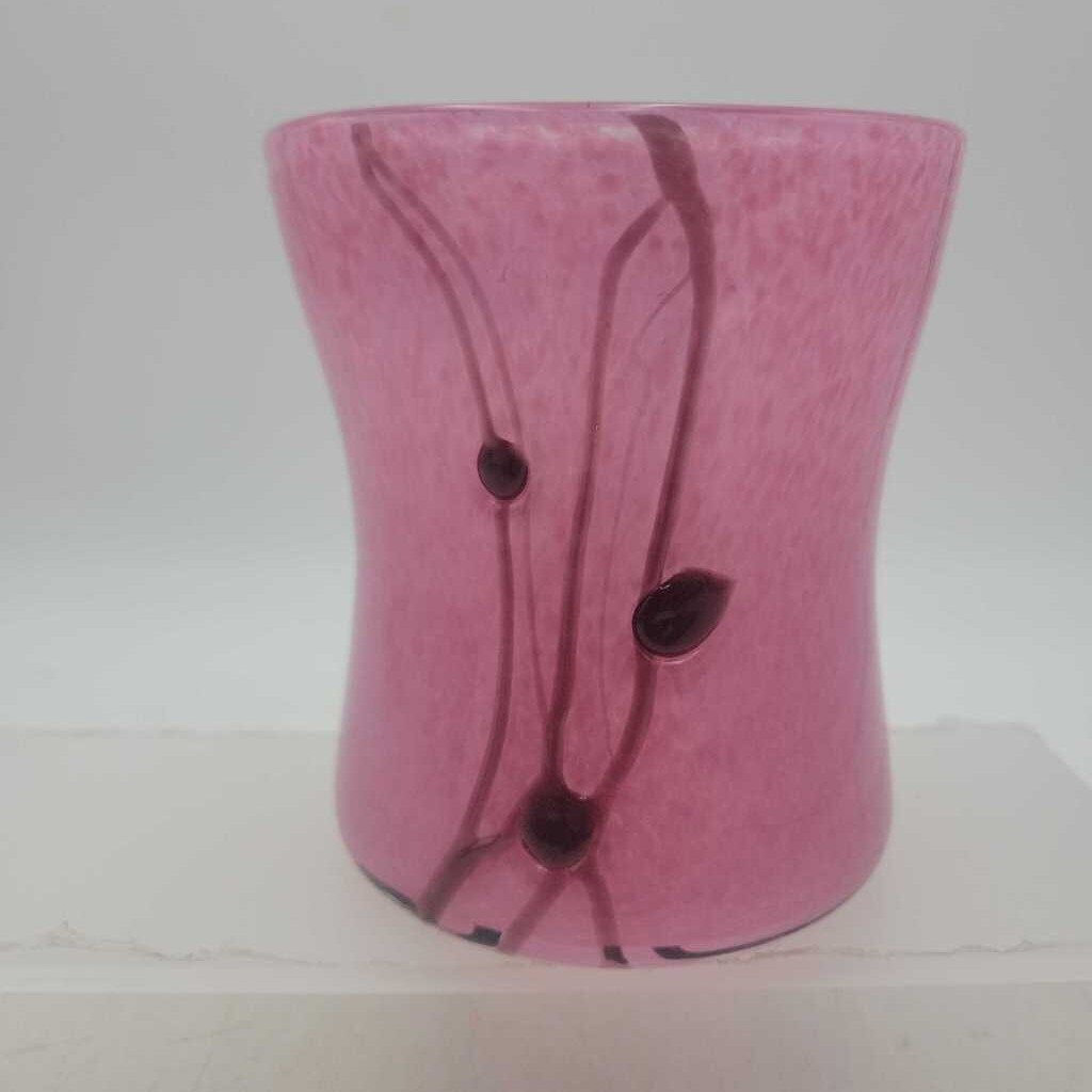 Pink Art Glass Vase - Confetti Glass 4" (JG44)