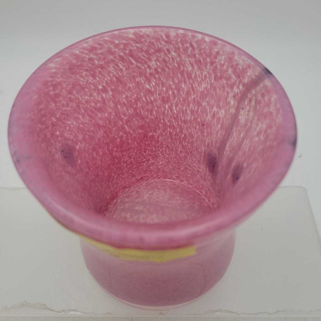 Pink Art Glass Vase - Confetti Glass 4" (JG44)