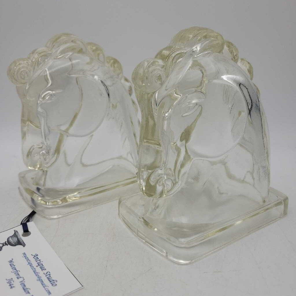 MCM Glass Horsehead Bookends (JG44)