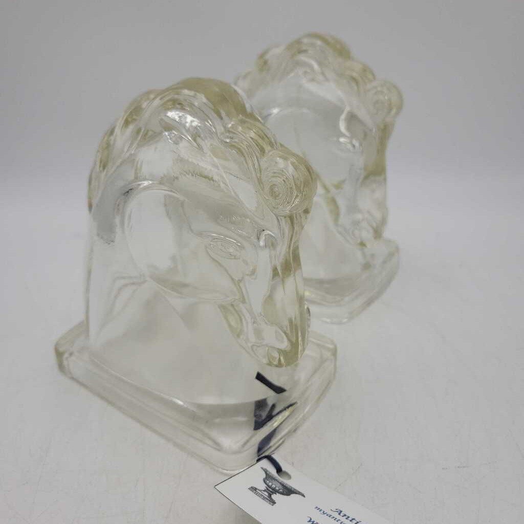 MCM Glass Horsehead Bookends (JG44)