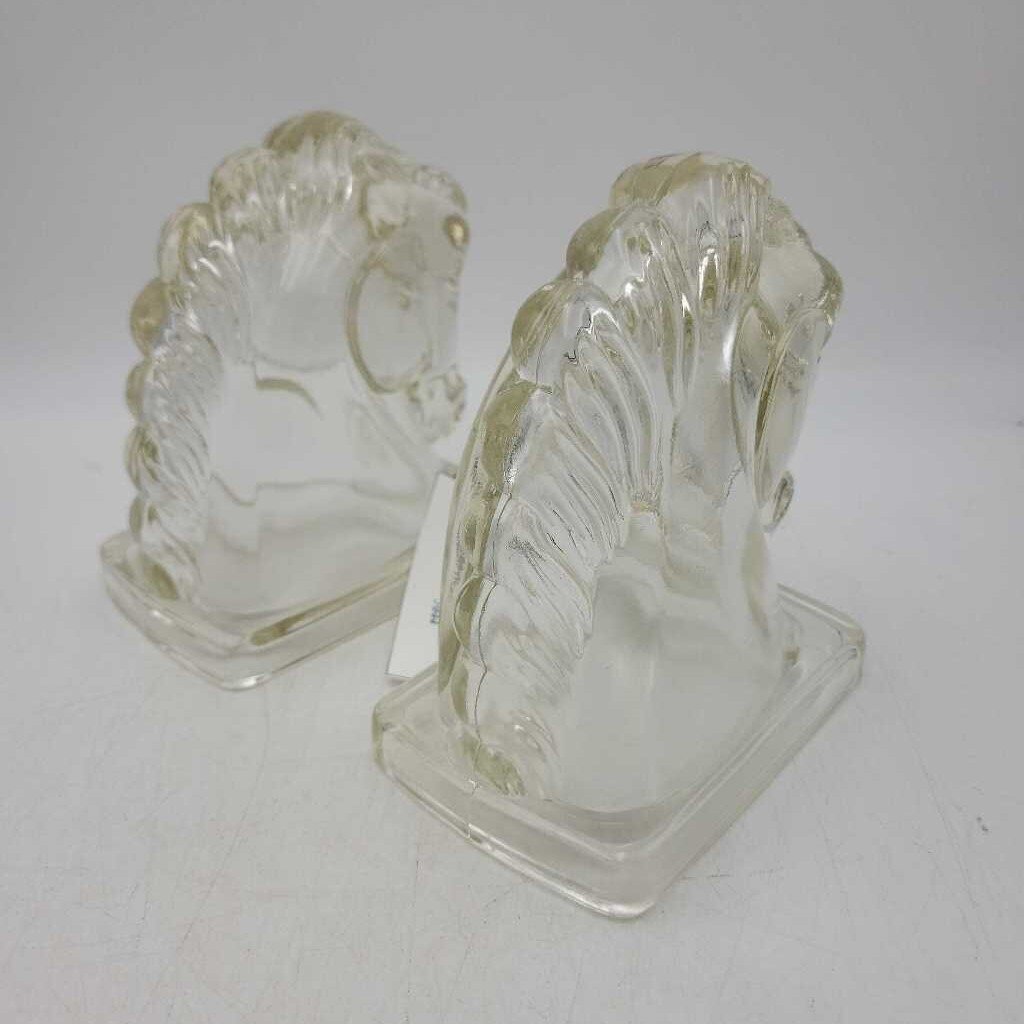 MCM Glass Horsehead Bookends (JG44)