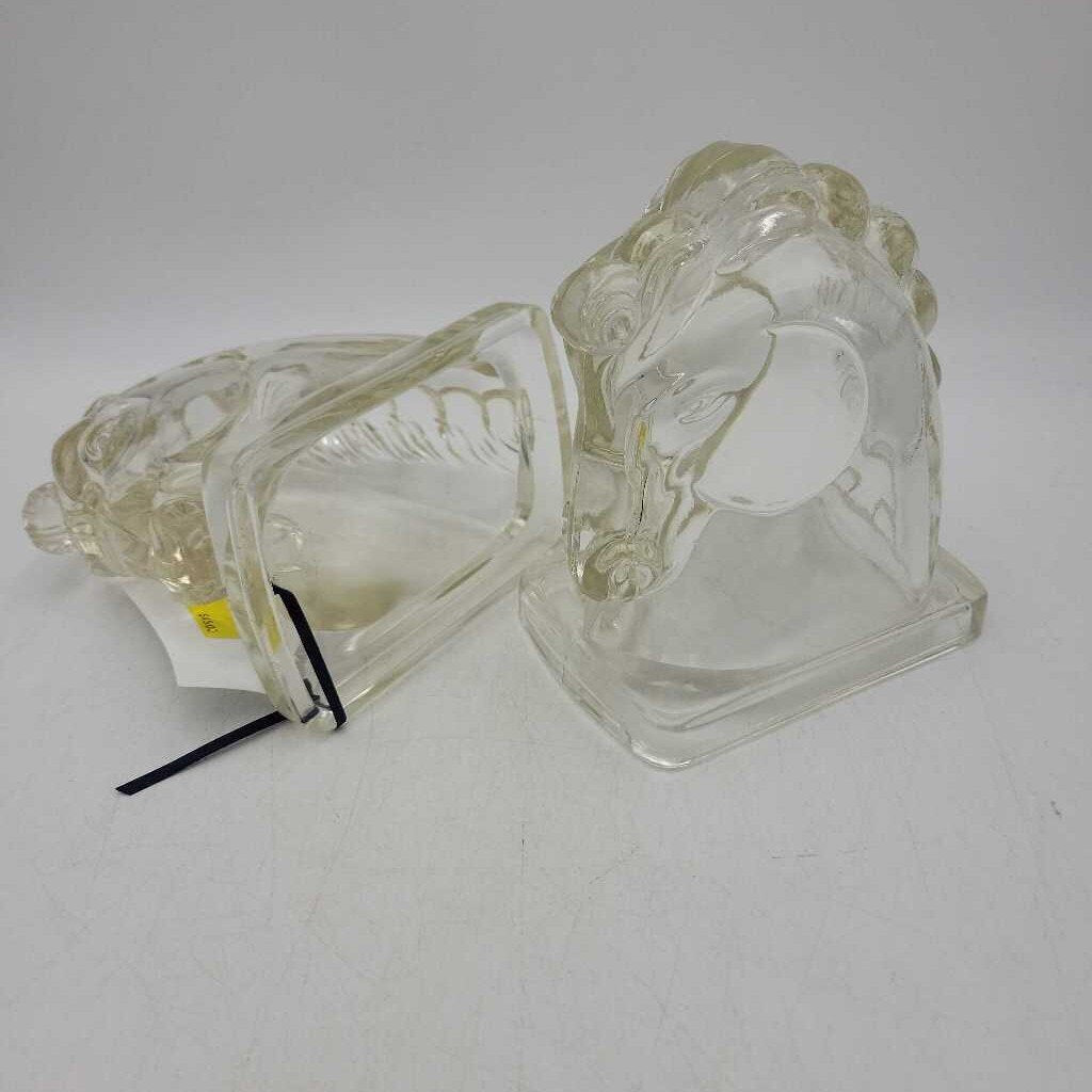 MCM Glass Horsehead Bookends (JG44)