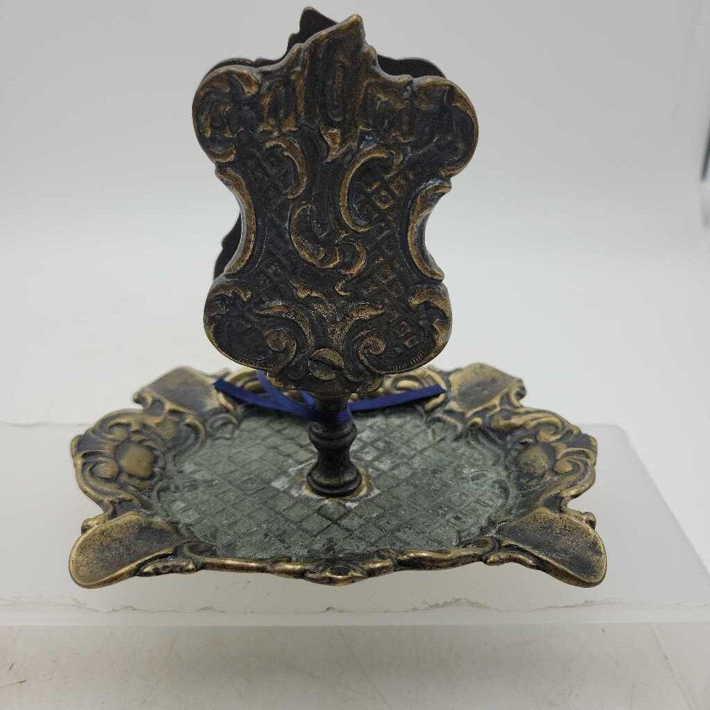 Vintage Bronze Ashtray and Match Box Holder (JG44)