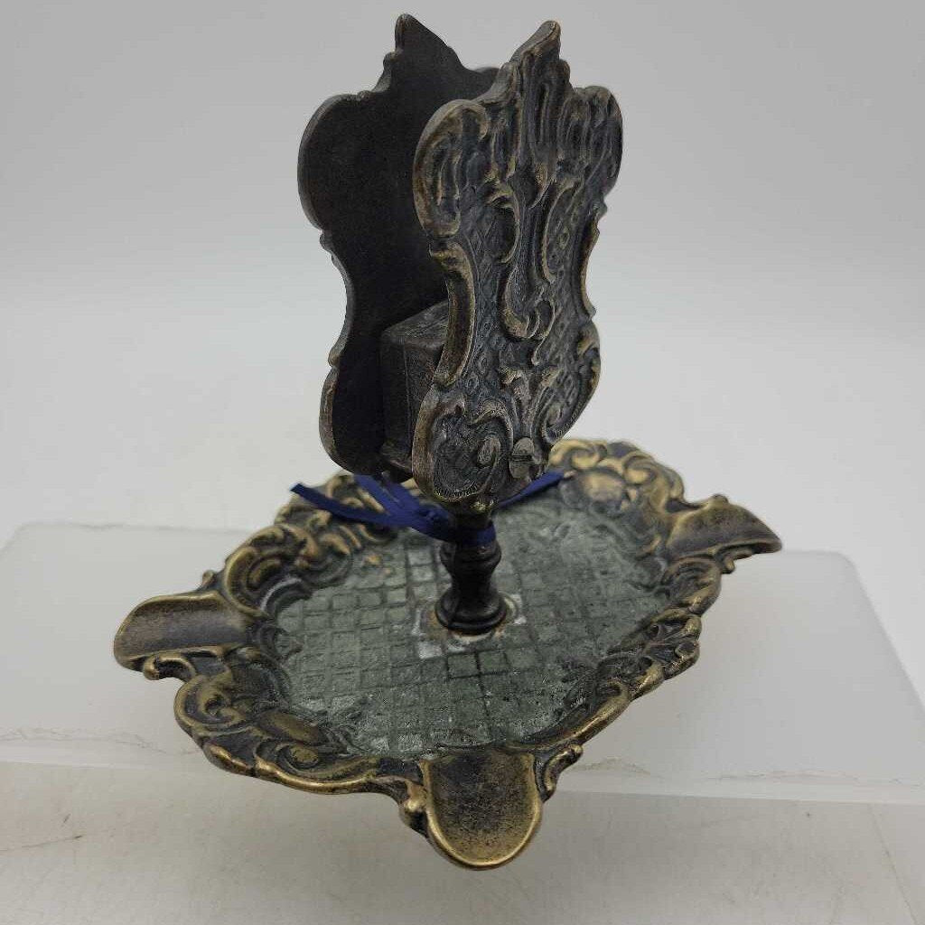 Vintage Bronze Ashtray and Match Box Holder (JG44)
