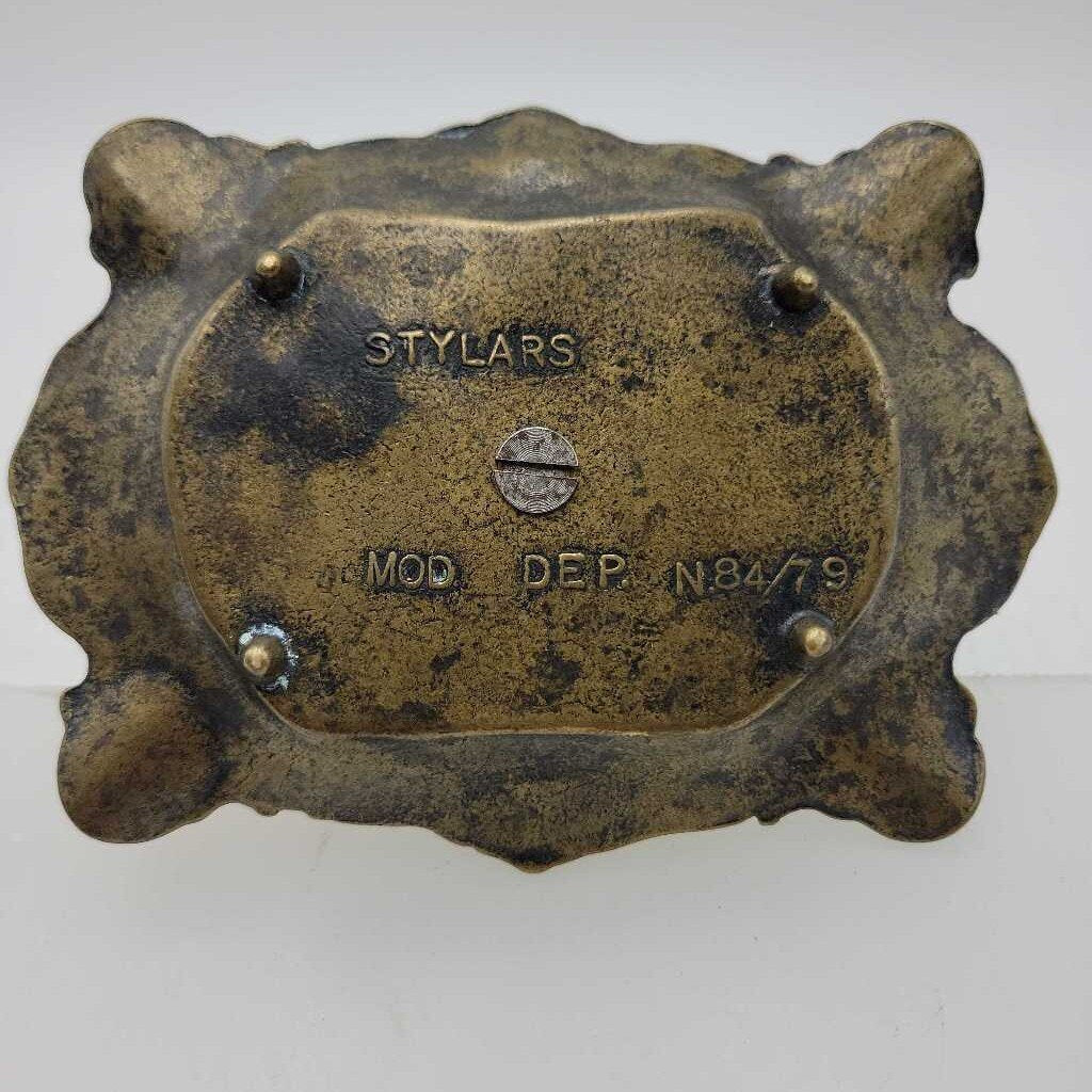 Vintage Bronze Ashtray and Match Box Holder (JG44)